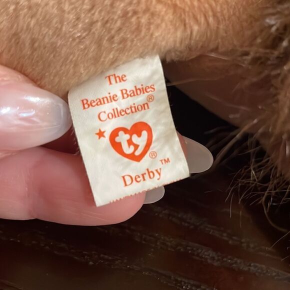 Ty vintage Derby the Horse Beanie Baby EUC (Valuable Errors) Style 4008 9” - Picture 6 of 10